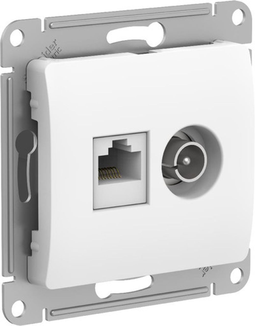 Schneider Electric GLOSSA Белый Розетка механизм двойная ТВ + компьютерная RJ45, категория 5Е,GSL000189