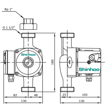 Циркуляционный насос Shinhoo Basic 25-12 N 180 нерж. сталь, без гаек (71223001)