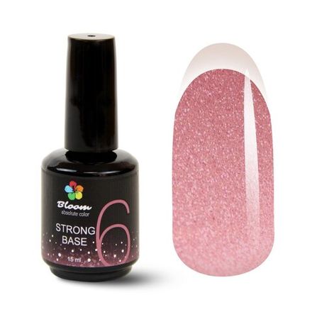 Bloom Strong base 06 - База жесткая розовая с шиммером, 15 мл