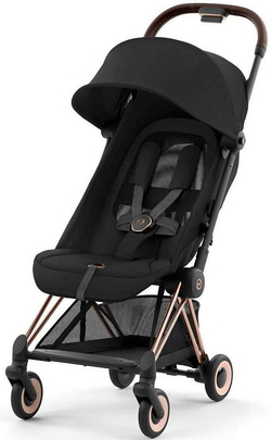 Коляска Cybex Coya Rosegold Frame Cloud G i-Size Fog Grey 2 в 1 Sepia Black с дождевиком и бампером