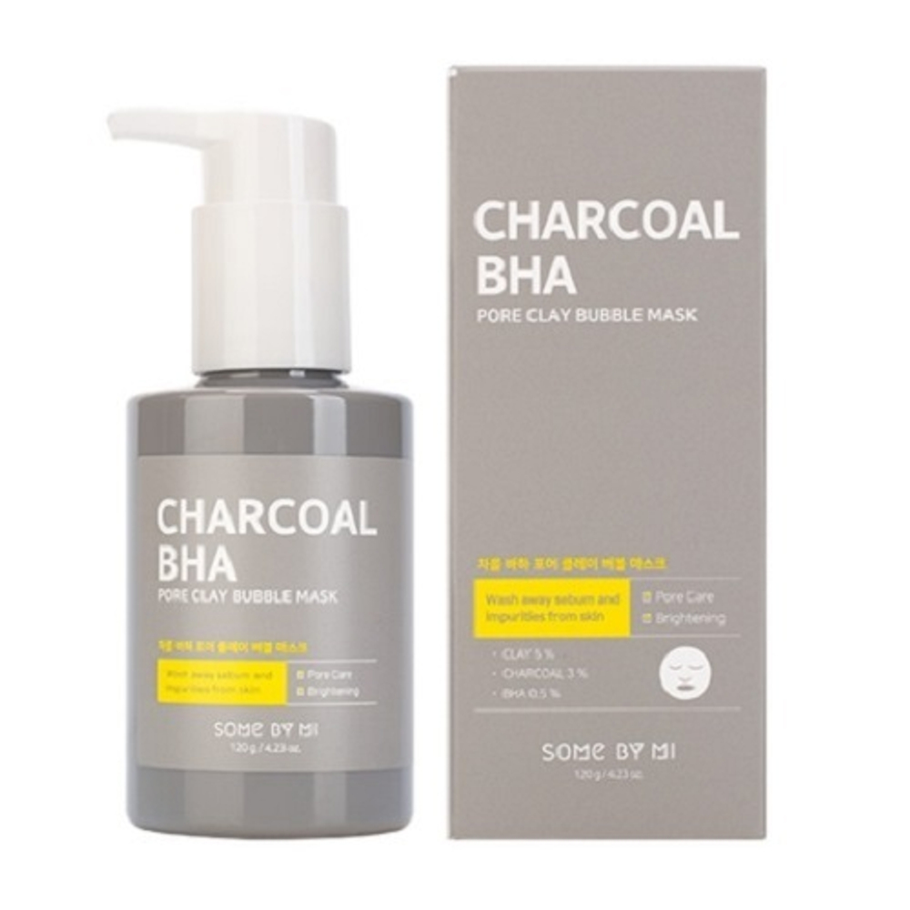 Очищающая пузырьковая маска с Древесным Углем Some by Mi Charcoal BHA Pore Clay Bubble Mask 120мл
