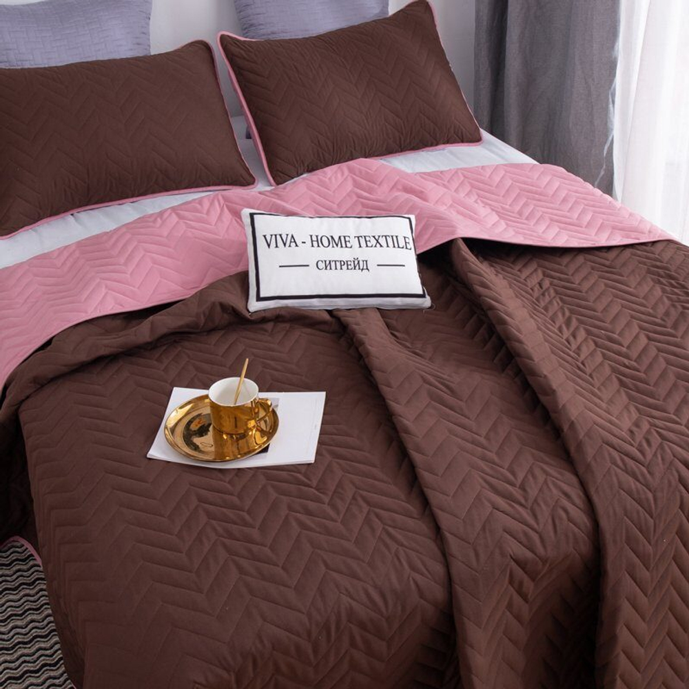 Покрывало однотонное двустороннее с наволочками ODP009