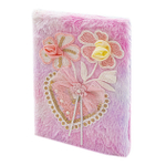 Записная книжка 15,0 см * 20,5 см, 7БЦ, Alingar, плюш, аппликация, 80 л, клетка, "Сердце и букет"