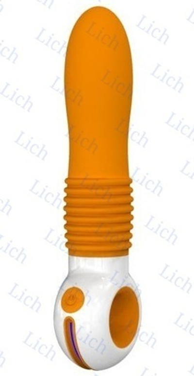 Оранжево-белый вибратор O-zone с рёбрышками
