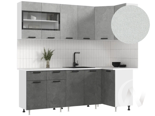 Кухня Рио NEW ЛДСП 2;2х1;0м (белый/бетон светлый; бетон темный/антарес)