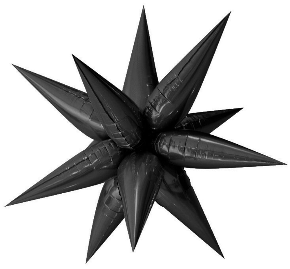 Шар 3D (26&#39;&#39;/66 см) Звезда, Составная, Черный, 1 шт. в уп.