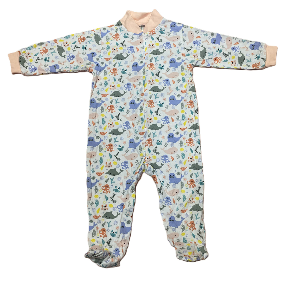 Комбинезон с закрытой ножкой на кнопках из кулирки (100% хлопок) на рост 80 см