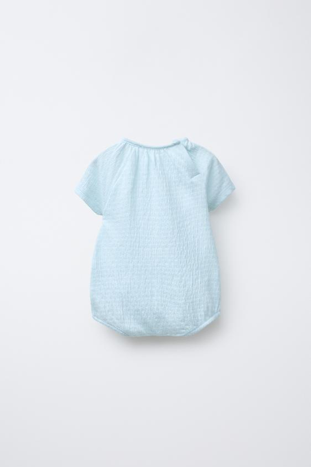 ZARA КОМБИНЕЗОН ИЗ РЕЛЬЕФНОЙ ТКАНИ С ВЫШИВКОЙ «РЫБА», ГОЛУБОЙ