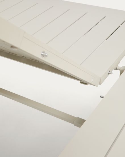 Раздвижной уличный стол Livorno из бежевого алюминия с ножками под дерево, 233(350) x 100 см