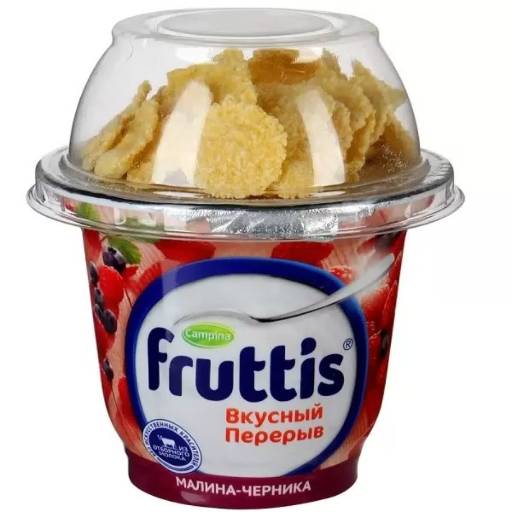 Йогурт Fruttis С малиной и черникой 2.5% 175 гр