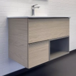 Тумба-умывальник для ванной Comforty Тургояк-75 дуб светлый с раковиной 75E