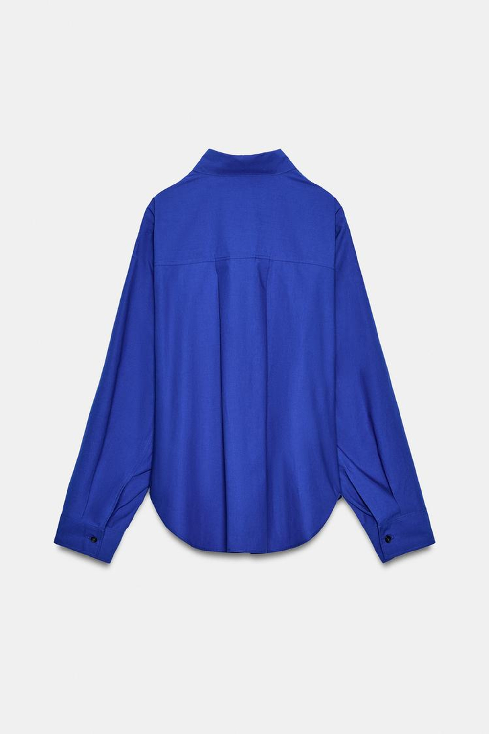 ZARA РУБАШКА ИЗ ПОПЛИНА С БОКОВЫМИ ВЫТАЧКАМИ, ЯРКО-СИНИЙ