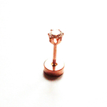 Микроштанга ( 6 мм) для пирсинга уха с кристаллом 3 мм. Медицинская сталь, золотое анодирование.