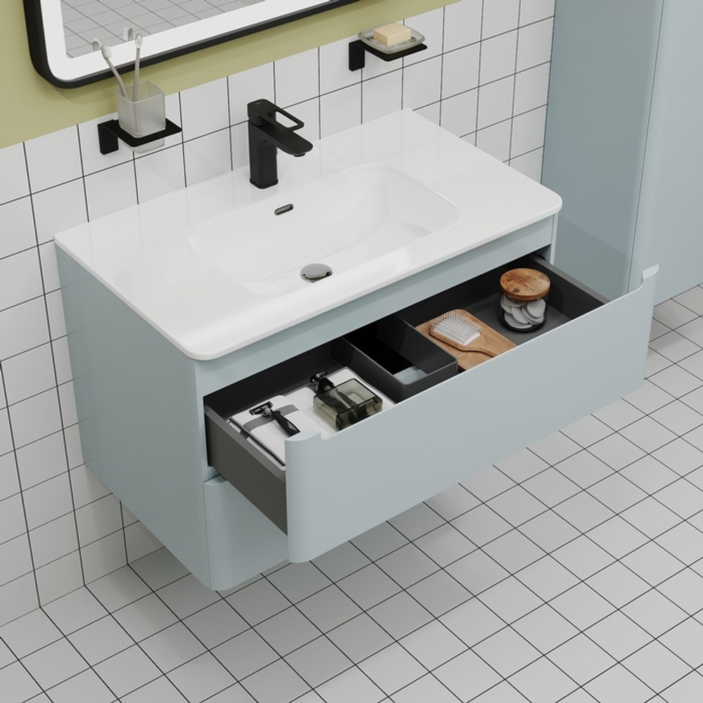 Тумба с умывальником IDDIS Edifice, подвесная, 80 см, голубой, EDI80B0i95K