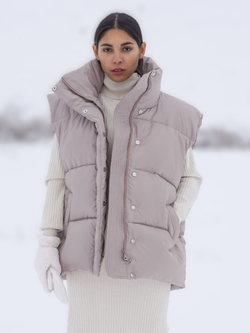 Жилет oversize утепленный, beige