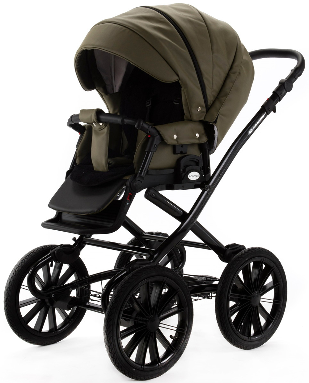 Детская коляска Adamex Chantal Retro Deluxe 3 в 1 C-SA21 (ХАКИ КОЖА)