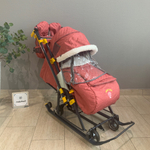 Коляска комбинированная (санки - коляска) «Ника Детям 7-7» джинс красный (арт. НД7-7/2)