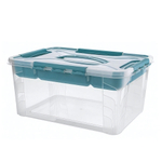 Ящик универсальный с замками и вставкой- органайзером "grand box", 390х290х180мм, 15,3л (голубой)