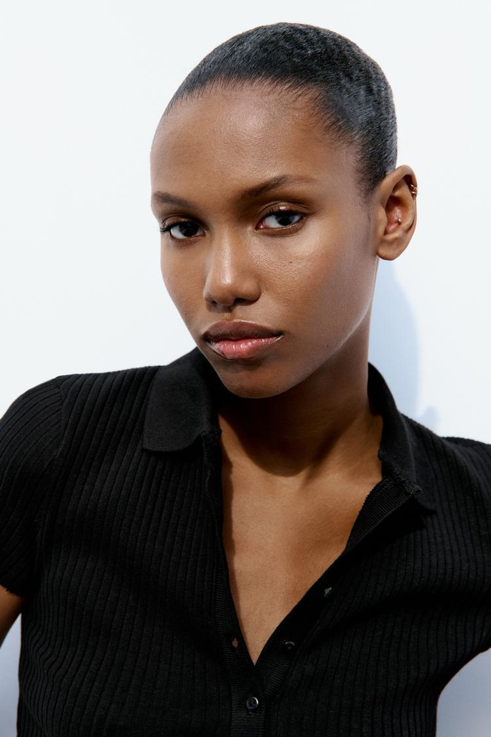 ZARA ТОП В РУБЧИК, ЧЕРНЫЙ