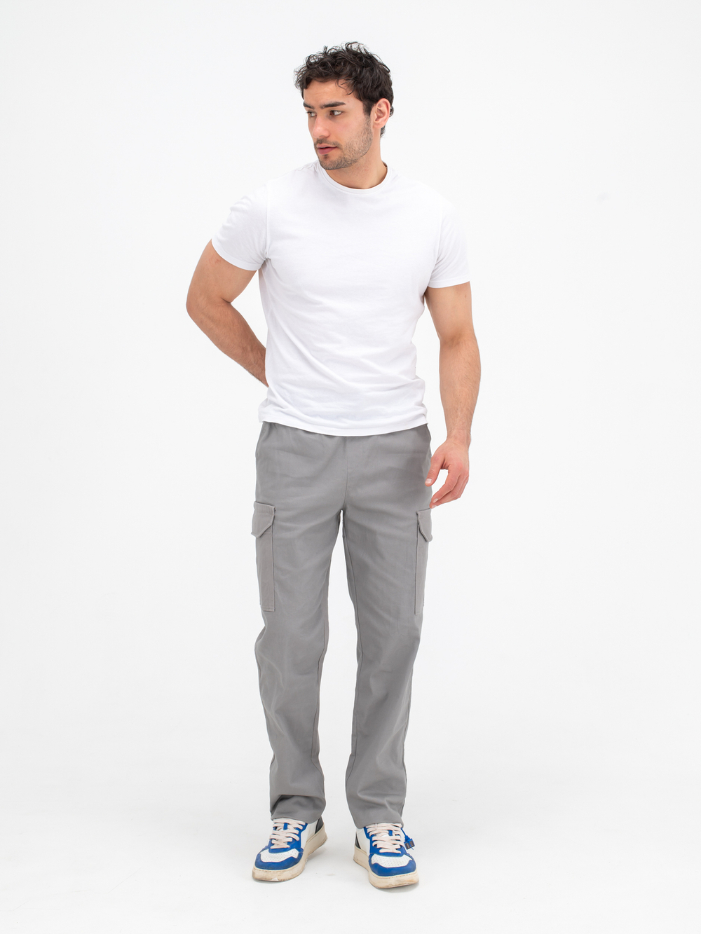 Карго джоггеры прямые. Серые