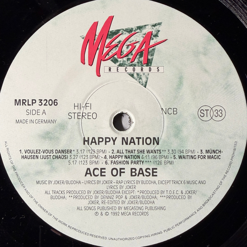 Ace Of Base - Happy Nation (Германия 1992г.)