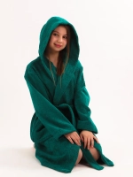 Халат детский махровый "Элит" с капюшоном, цвет: 507-Темно-зеленый