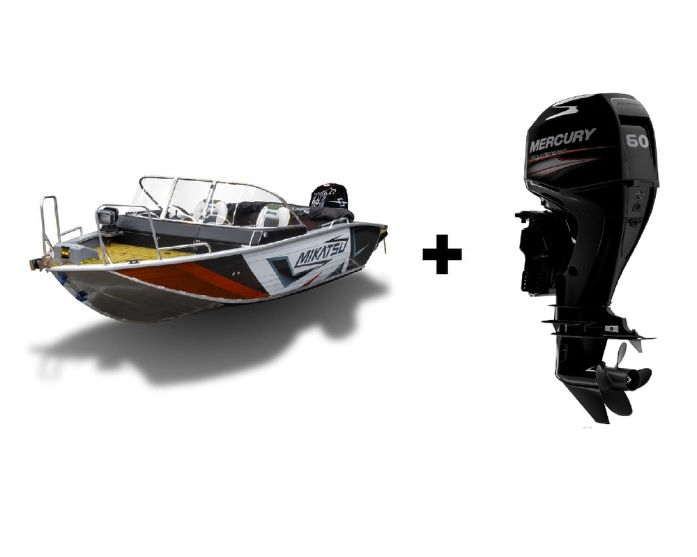 Комплект Алюминиевая лодка (катер) Mikatsu (Микатсу) 470 (Z43) Premium + мотор Mercury ME F60 ELPT EFI
