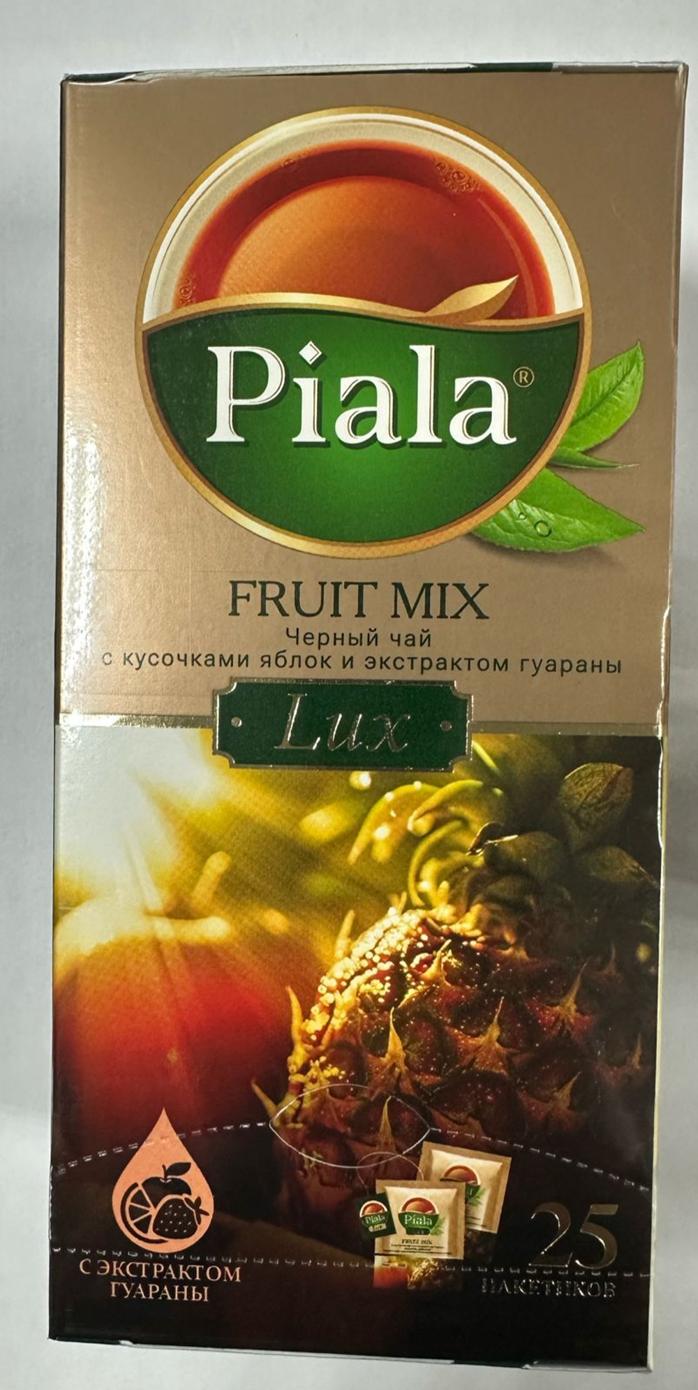 Чай черный Пиала LUX с кусочками яблок и экстрактом гуараны 25 пакетиков