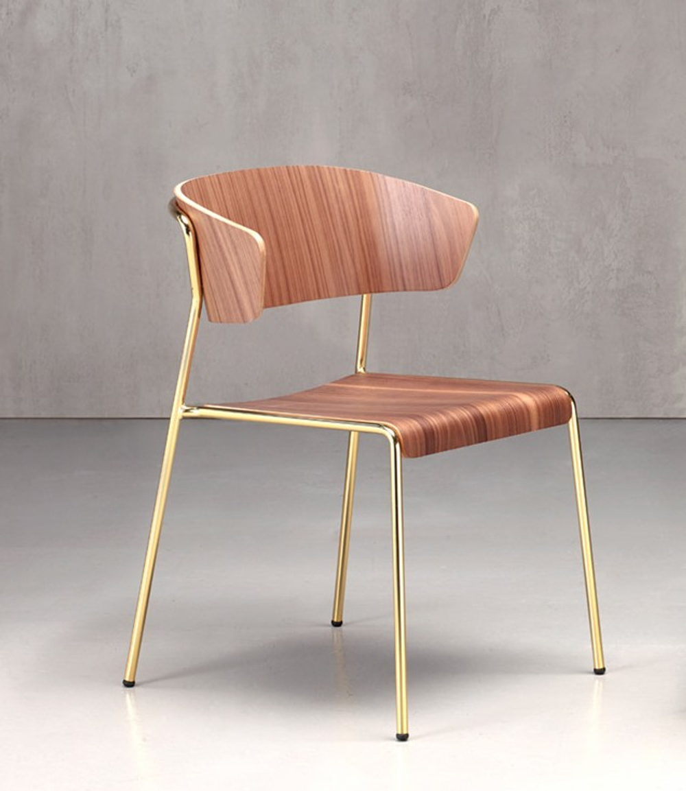 Кресло деревянное Scab Design Lisa Wood, сатинированная латунь, орех