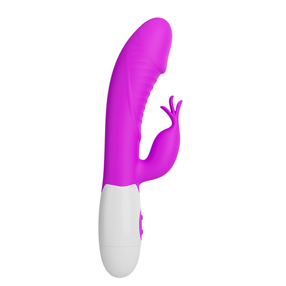 Лиловый вибратор-кролик 19,8см со стимулятором клитора Pretty Love Rasmussen Bunny Vibrator BW-500072