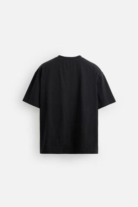 ZARA ФУТБОЛКА С НАДПИСЬЮ, ЧЕРНЫЙ