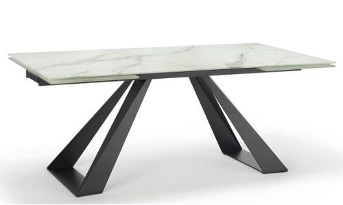 Стол FONDI 180 MARBLES KL-99 Белый мрамор матовый, итальянская керамика/ черный каркас