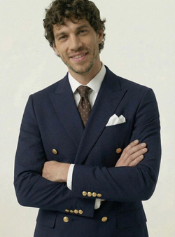 Мужской костюм двубортный (темно-синий) А70