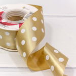 Лента Атласная 3,8см х 28м Сатин горох (Коричневый)