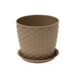 Кашпо РОТАНГ D135мм 1л с поддоном Бежевый ротанг 0,12,135х0,135м (комплект 16 шт)