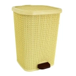 Ведро мусорное с педалью 12 л вязаный узор беж