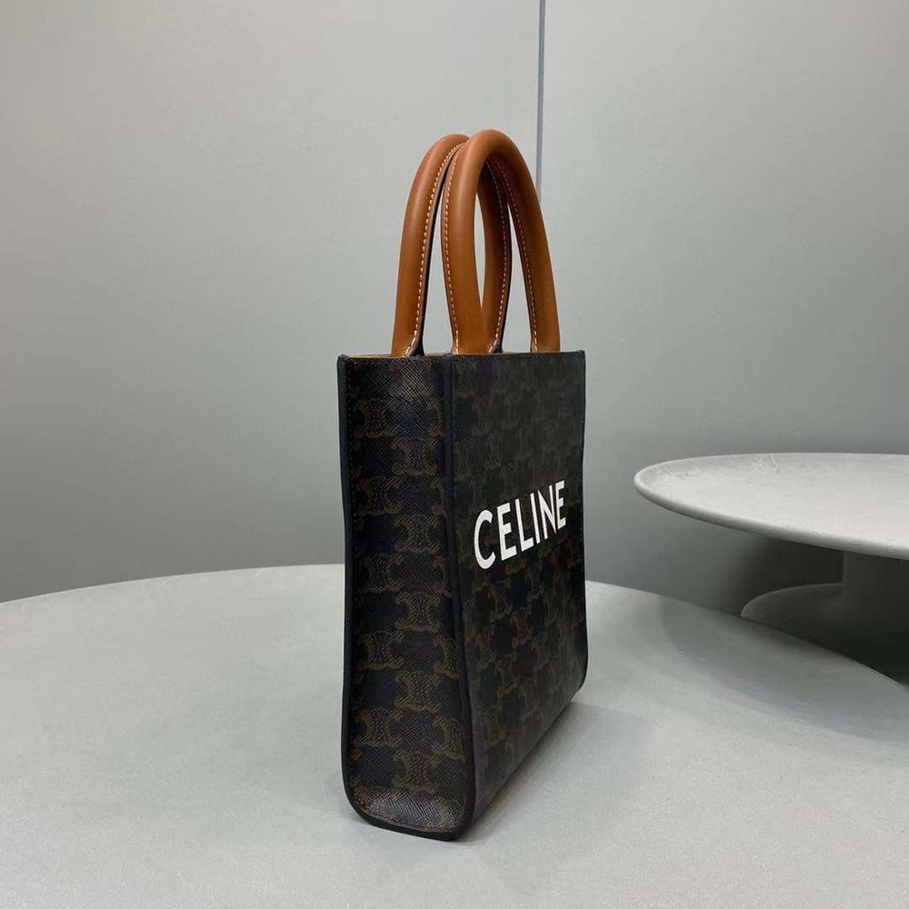 Celine Mini Cabas Vertical In Triomphe Canvas