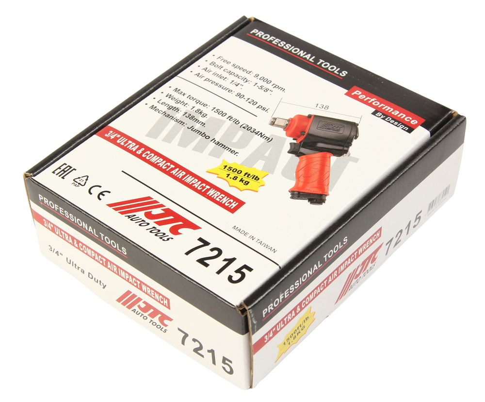 Гайковерт пневматический 3/4" 2034Нм 9000об/мин. 90-120PSI JTC