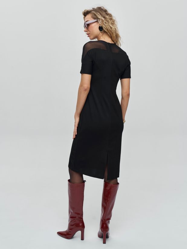 Платье вечернее  со вставкой на груди, черное