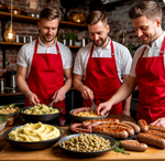 Командир Вкуса: готовим с характером Немецкий салат с фасолью, домашние колбаски с пюре и штрудель - практический мастер-класс