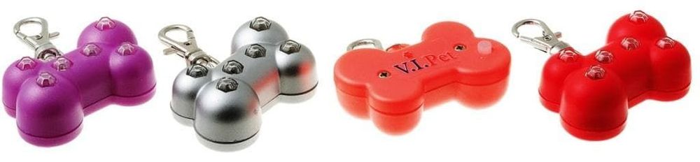 Маячок-адресник (V.I.Pet) на ошейник "Кость", 6 диодов Маячок-адресник (V.I.Pet) на ошейник "Кость", 6 диодов