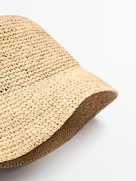 Massimo Dutti Шляпа-панама из рафии, натуральный/кремовый
