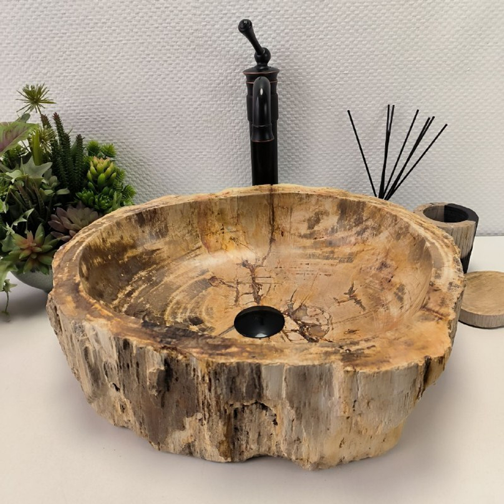 Раковина из окаменелого дерева OD-62104 49*42*15 0088