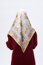 Платок «Зачатьевская роспись. Райский сад» 100% шёлк