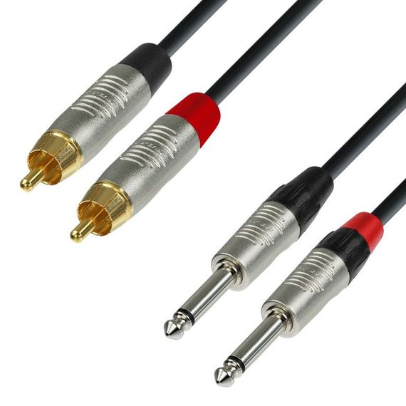 Adam Hall K4 TPC 0300 - кабель аудио REAN 2 x RCA (M) - 2 x TRS (jack) 6.3 mm mono (M), 0.22 мм2, 3