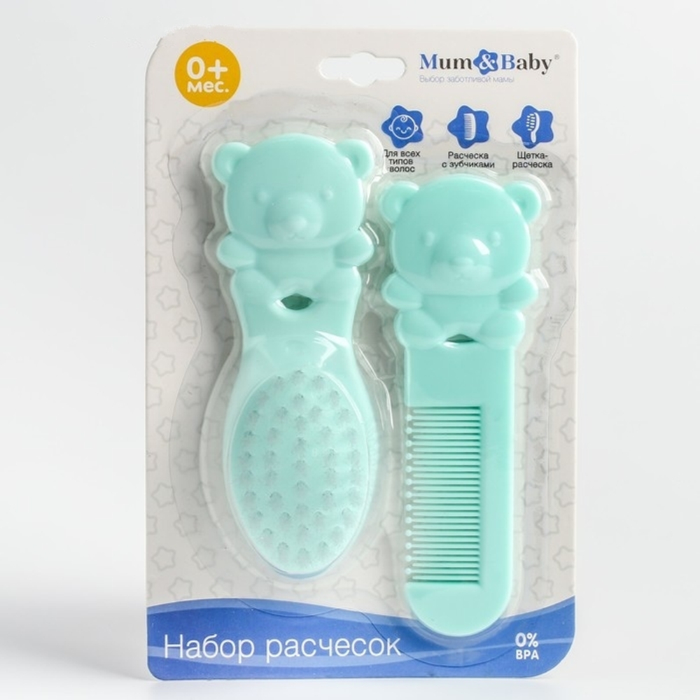 4591077 Набор расчесок "Мишка", 2 шт., цвет зеленый