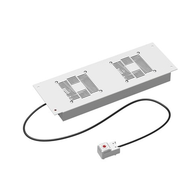 Потолочный модуль 2 вентилятора с термостатом для крыши навесных 19" IT-корпусов ДКС серии STI шириной 600мм, RAL7035