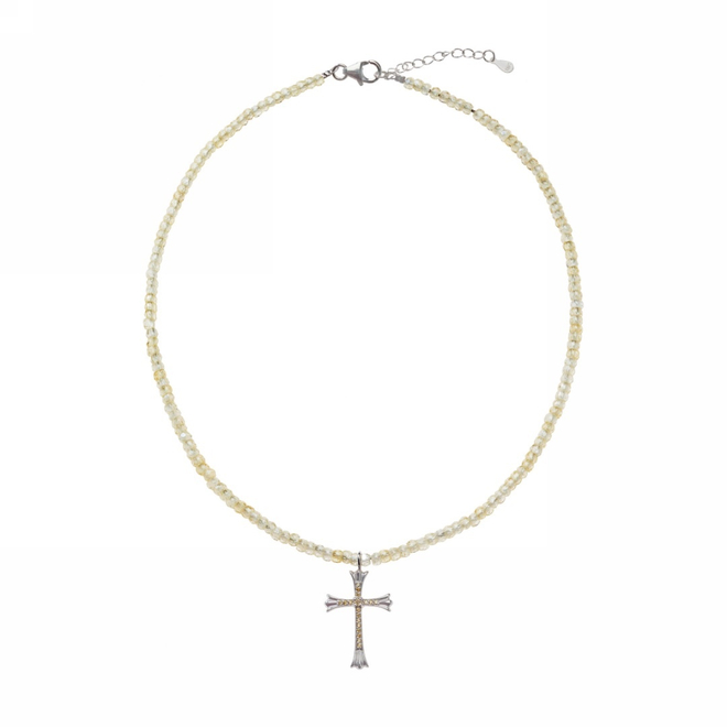 Колье-чокер цитрин с крестом