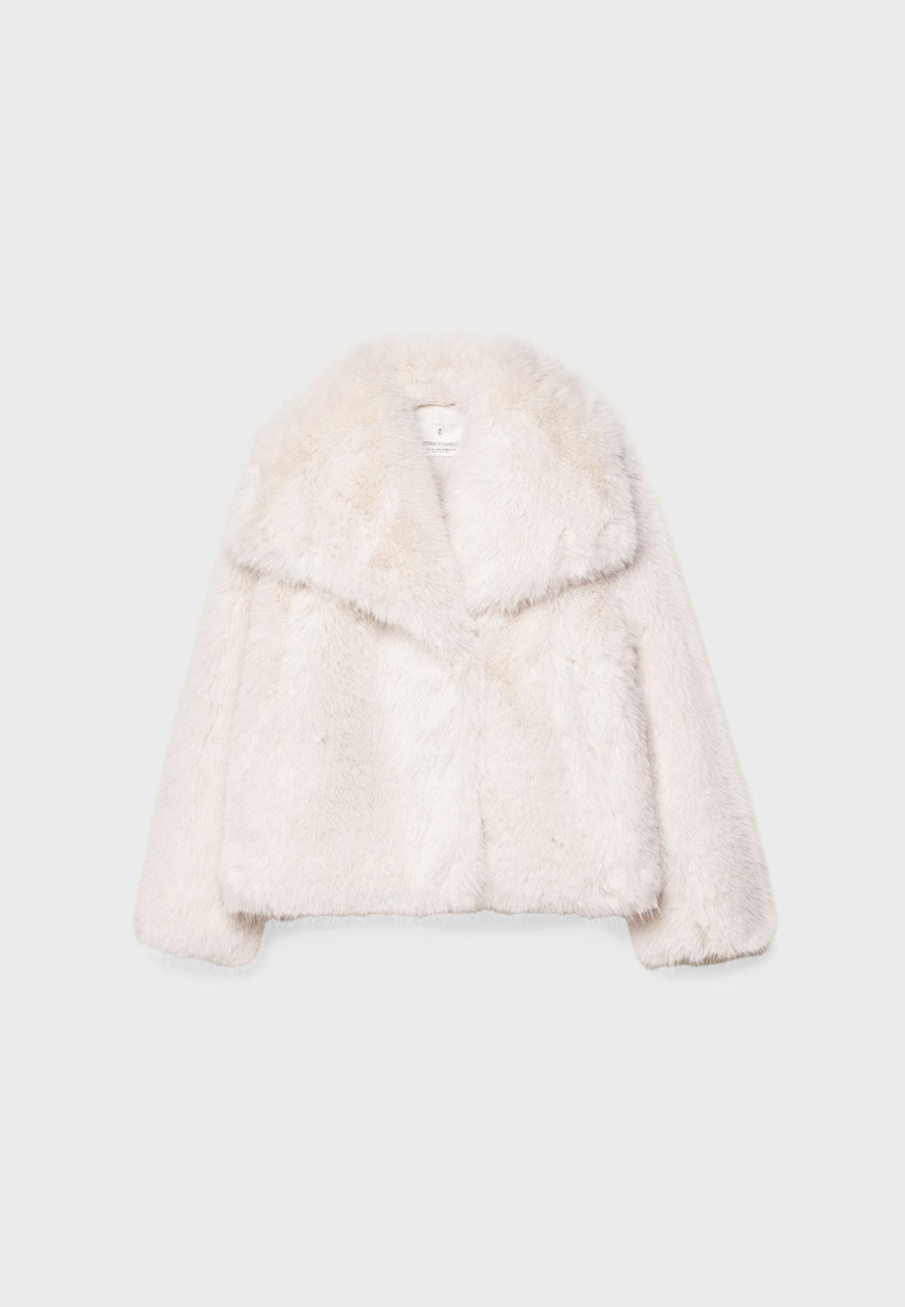 STRADIVARIUS Укороченная шуба из искусственного меха, экрю
