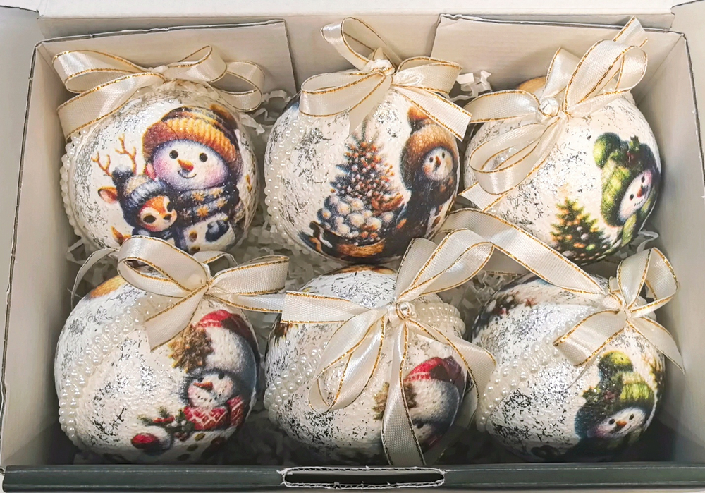 Набор ёлочных шаров "Снеговичок" 6шт